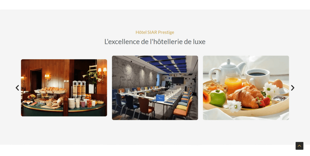 Page d’accueil d’un site d’hôtel inspirant confiance et favorisant les réservations directes.