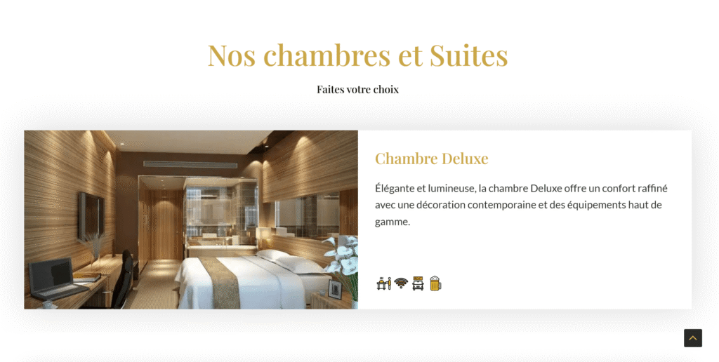 Exemple de site web d’hôtel élégant et personnalisé créé par SIAR Conception.