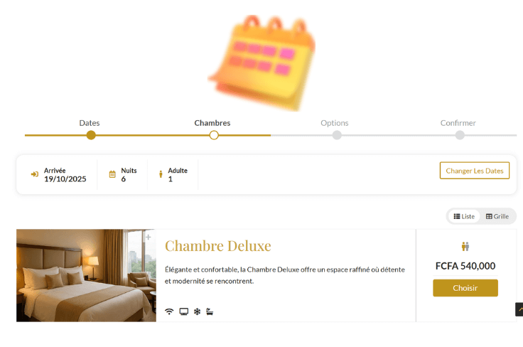 Système de réservation en ligne simple et fluide intégré au site web de votre hôtel.