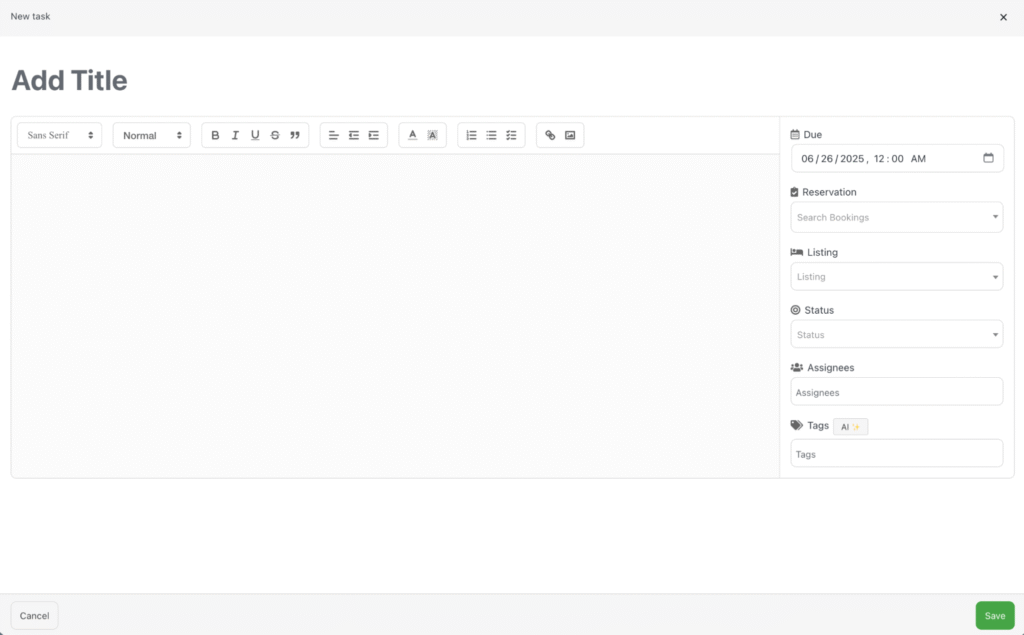 Exemple de champ texte pour entrer le titre d’une nouvelle tâche dans le gestionnaire.
L’interface montre le processus de création
pas à pas.