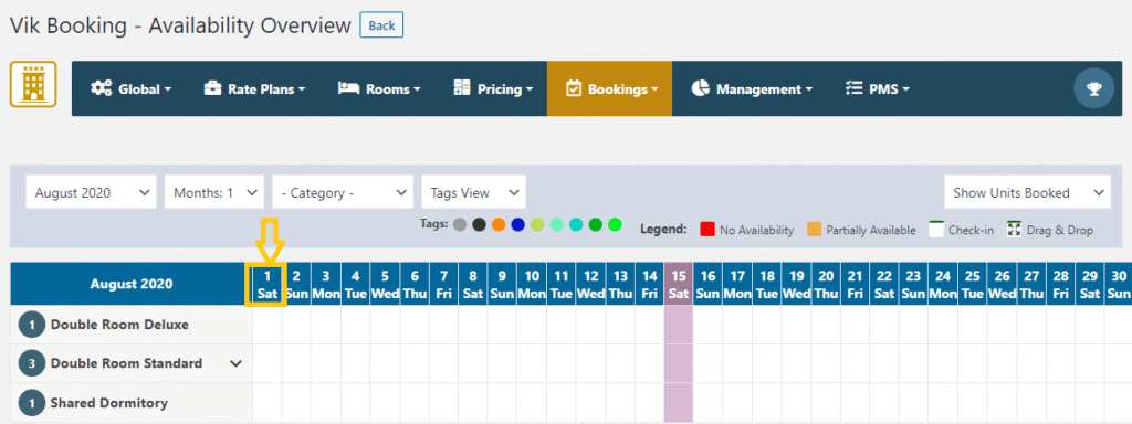 Interface pour ajouter une fête ou un événement particulier dans le calendrier de disponibilité, avec un formulaire de saisie
de la date et du titre.