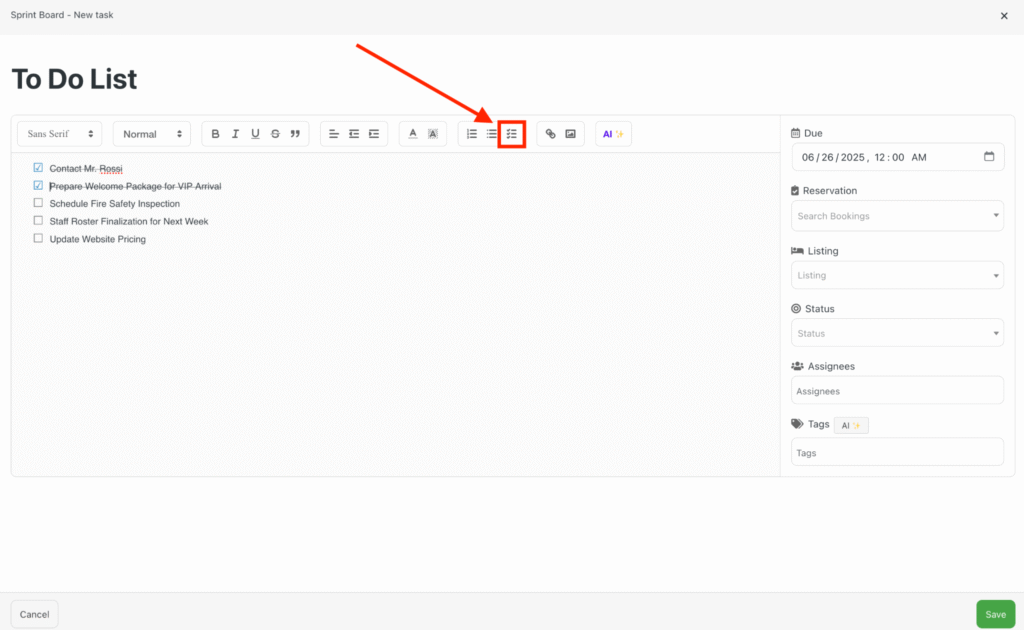 Capture d’écran montrant une liste de
tâches à accomplir, chaque ligne indiquant le titre de la tâche, l’état d’avancement et les
options d’action. Interface claire et
organisée pour le suivi des tâches.