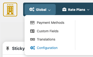 Capture d’écran illustrant le menu
général de Vik Booking,
présentant les principales
sections de configuration et de
gestion du système.