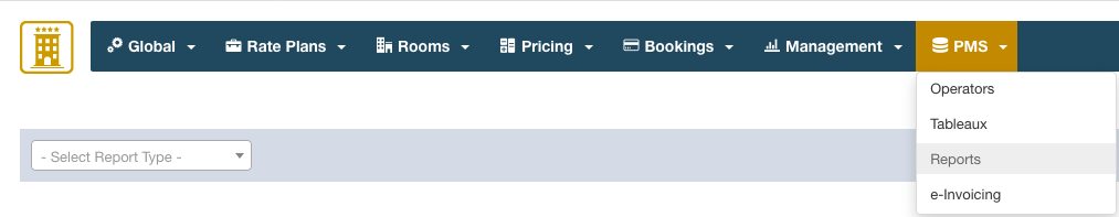 Capture d’écran montrant l’onglet “Rapports” du module
de gestion, avec les différents types de rapports financiers et
statistiques disponibles.