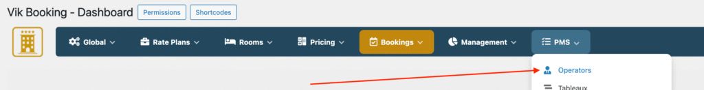 Vue d’administration affichant la liste des opérateurs actifs
dans le système de gestion hôtelière, avec leurs rôles et permissions.