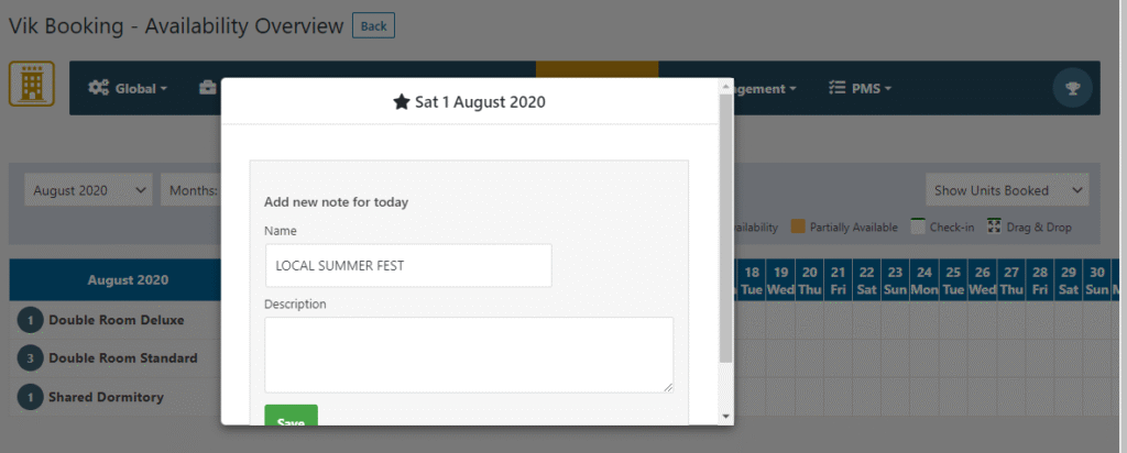 Étape du processus de
création d’un jour férié ou d’une fête, montrant la sélection d’une date spécifique dans un calendrier interactif.