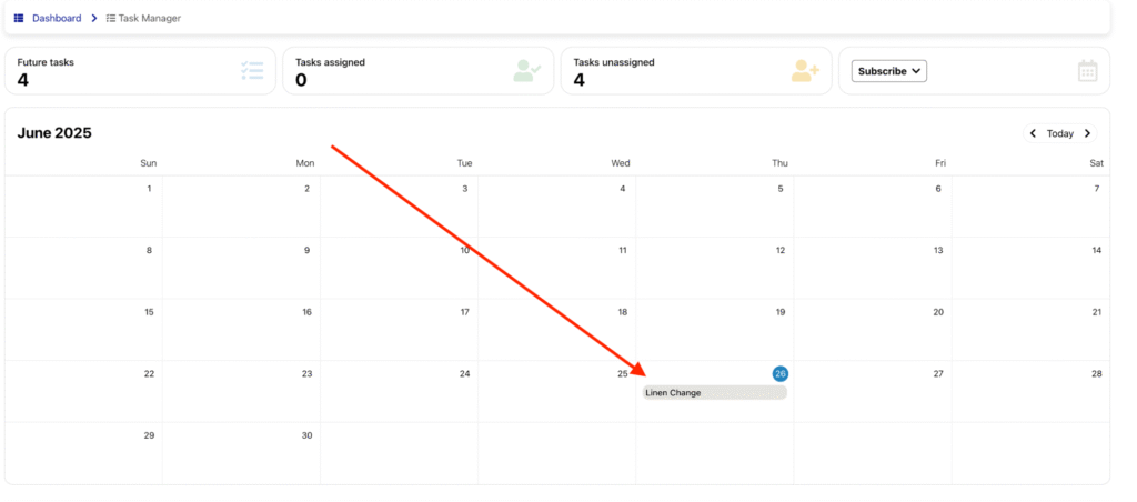 interface montrant une tâche non attribuée